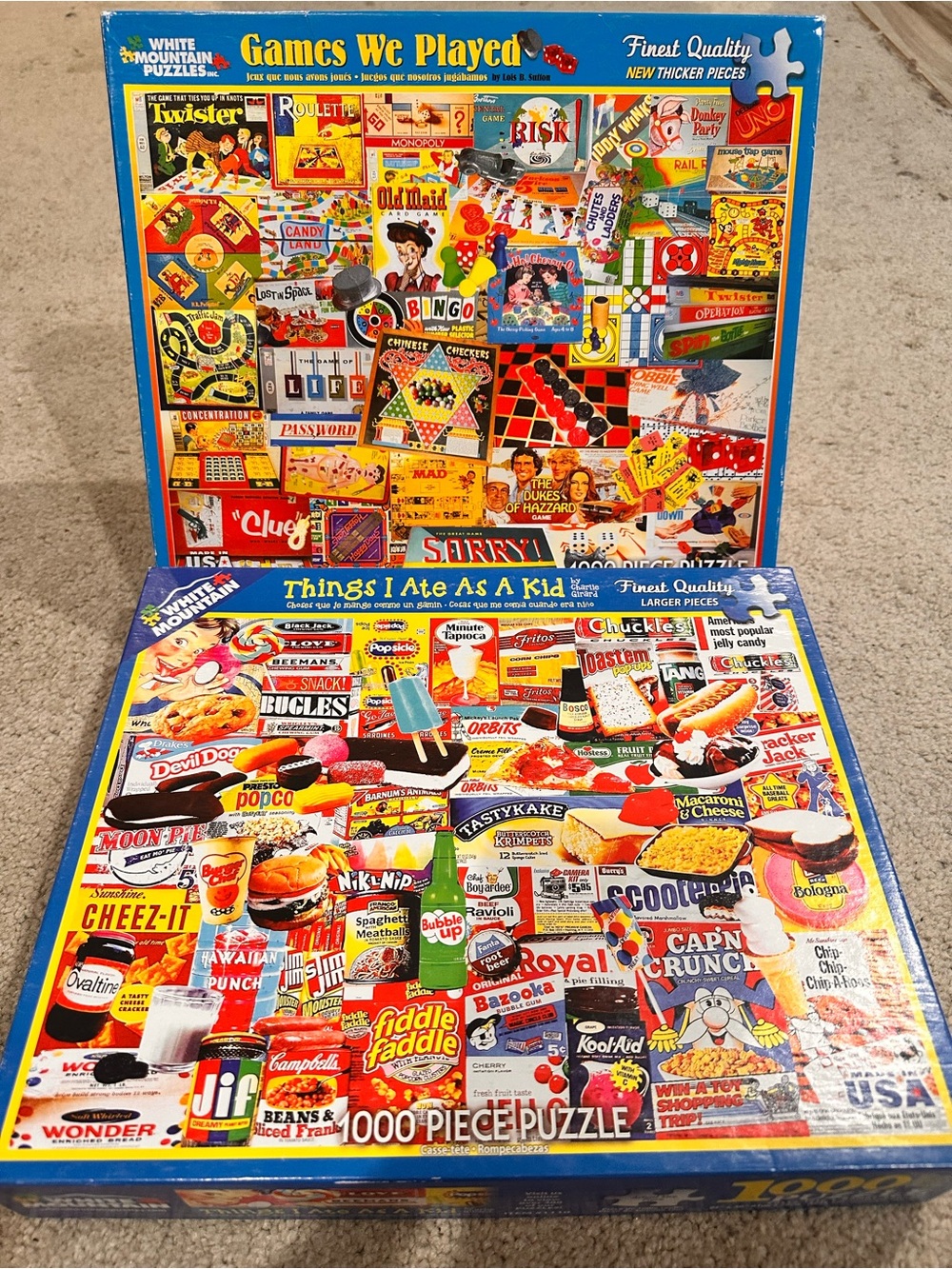 White Mountain Puzzles “Games we played” “Things we ate” 1000 pieces GUARANTEED
